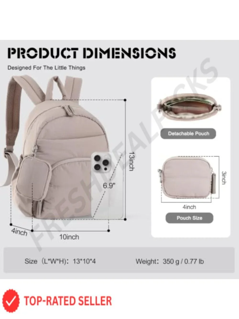 Mini Backpack for Women RFID Water-Resistant Travel Purse with Detachable Pouch